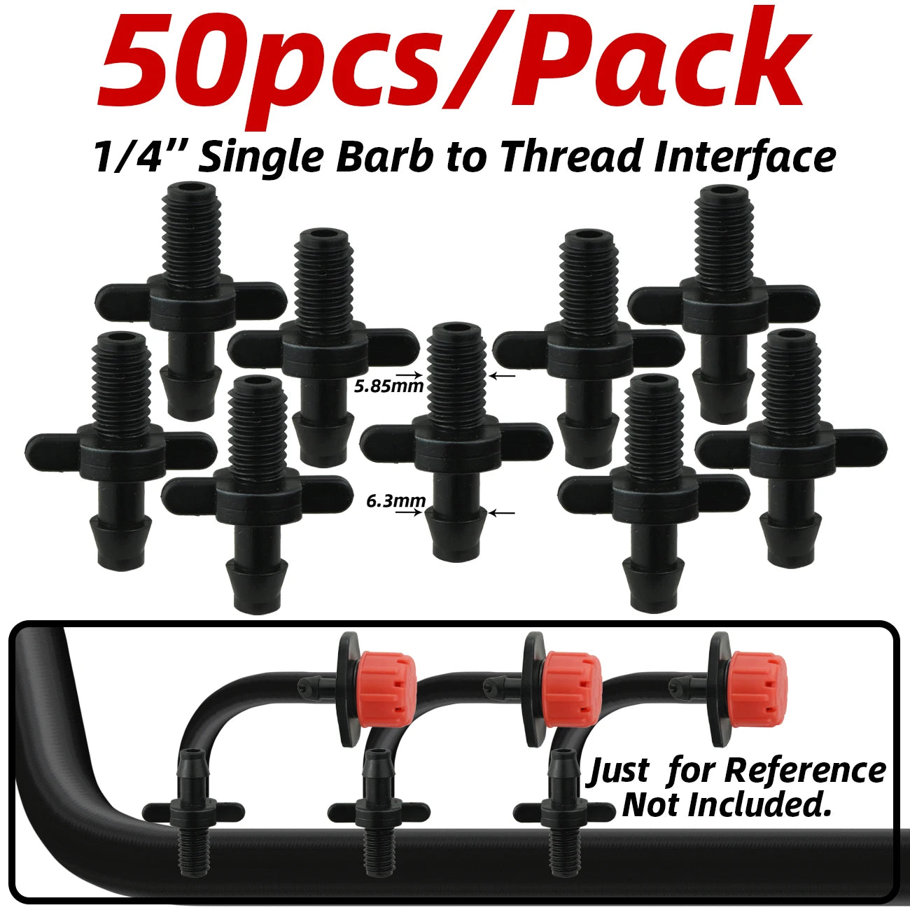 50pcs Barbed Connectors Irrigation Fittings Drip Irrigation Barbed Connectors 4/7mm Tubing Fittings for Flower Pot Garden Lawn 5