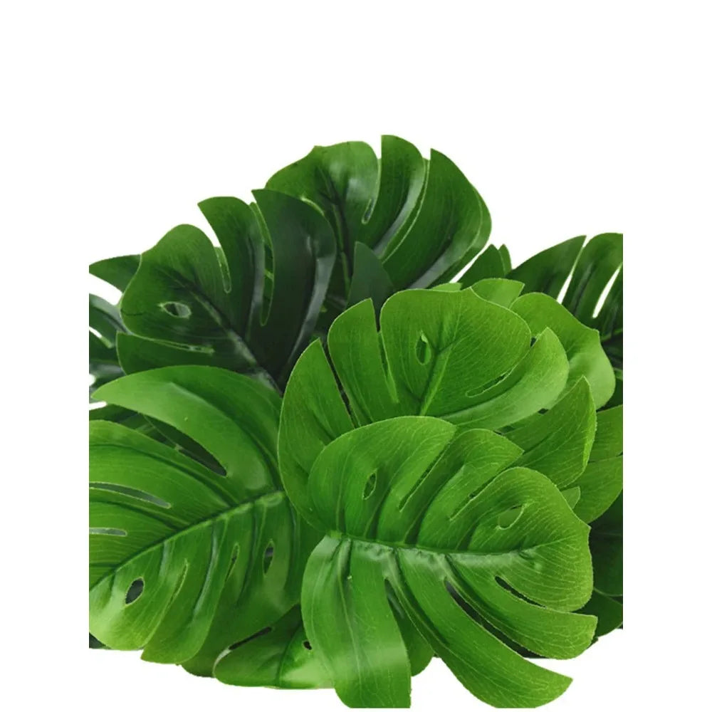 Faux Monstera Palm LeavesTropical Artificial Plants for Outdoor Decoration UV-Resistant Plastic Greenery Balcony Garden Styling