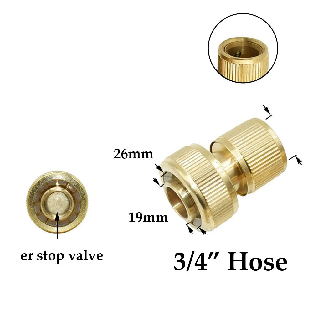 1/2'' 5/8" 3/4'' 1'' Brass Hose Quick Connector Water Stop Fitting