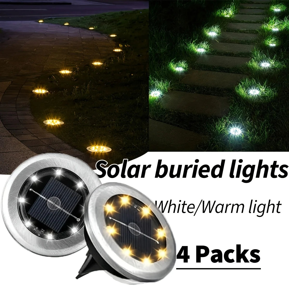 1/2pcs/4pcs/8pcs Outdoor Solar Lights Buried Garden Decor 8/20LED