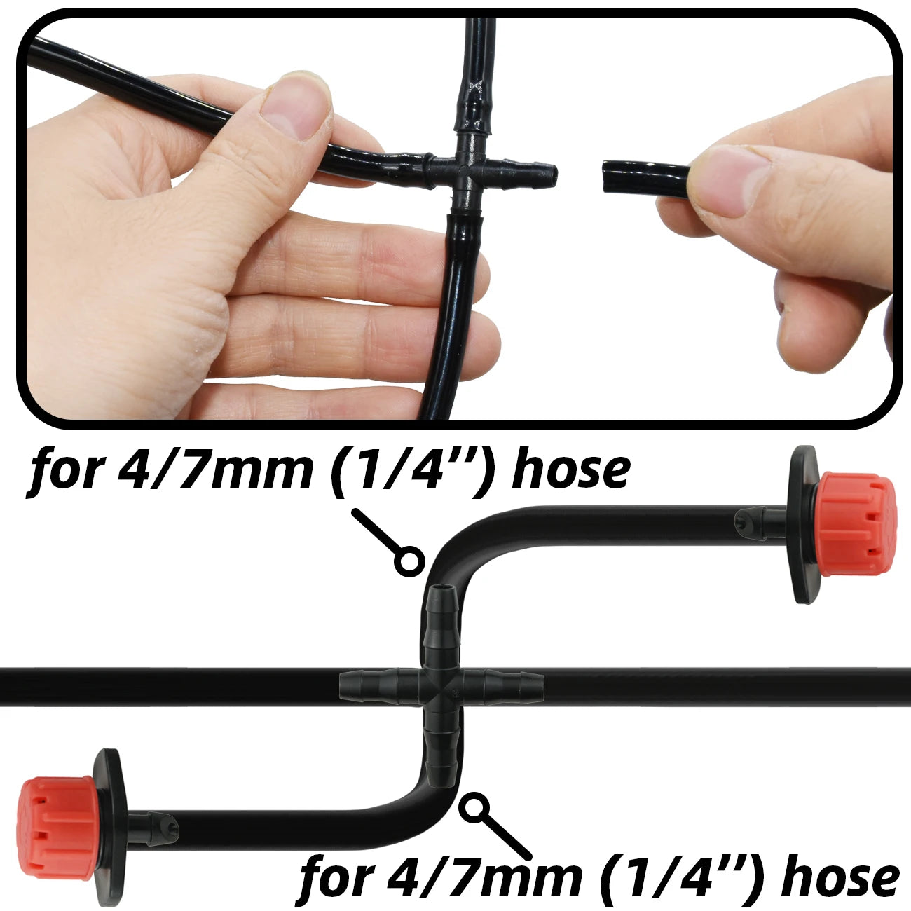 1-50pcs 4/7mm Barbed Connector Irrigation Fitting  - Garden Supply from TinyRootsGrow