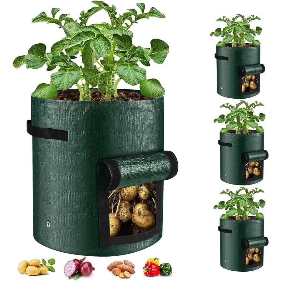 10 Gallon 3Pack Potato Grow Bags Heavy Duty PE Fabric Pots with