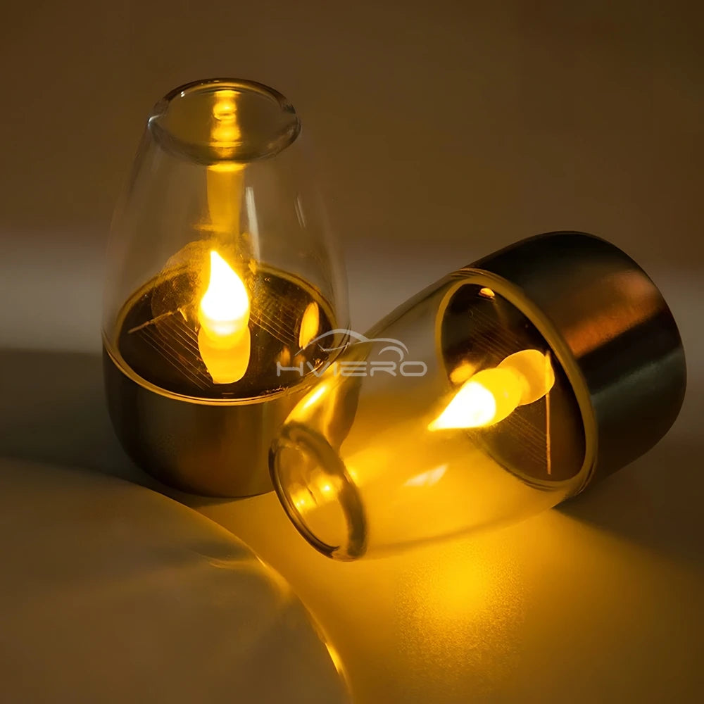 LED Solar Candles Light Flameless Rechargeable Night Light For Garden Decor Outdoor Wedding Party Waterproof Atmosphere Lamp