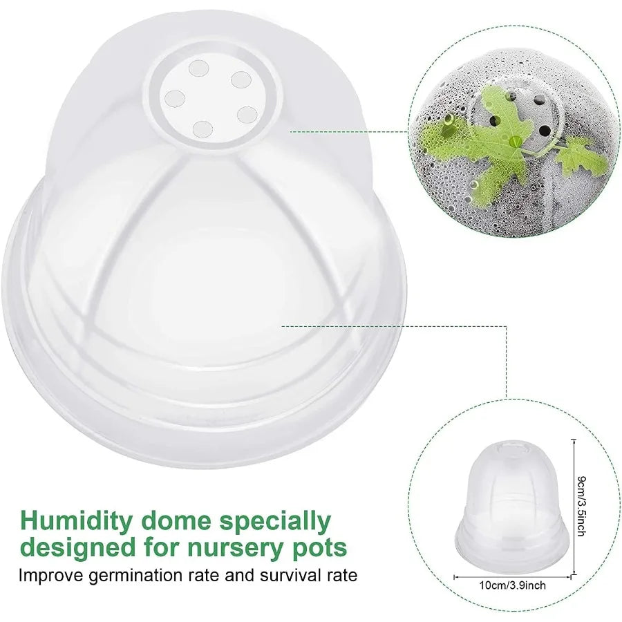 Plant Nursery Pots with Humidity Dome 4 Soft Transparent Plastic Gardening Pot Planting Containers Cups Planter Small Starter S