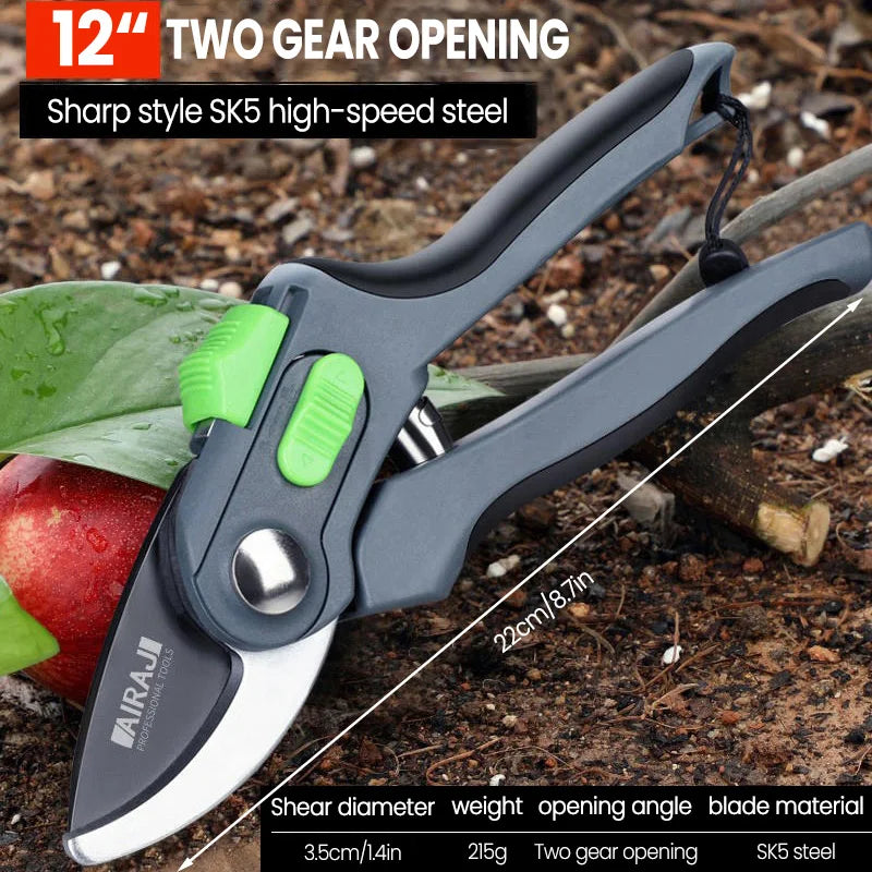 AIRAJ Plant Trim Garden Pruning Shears Horticulture Pruner Cut Shrub Garden Scissor Tool Branch Shear Orchard Folding Saw Set