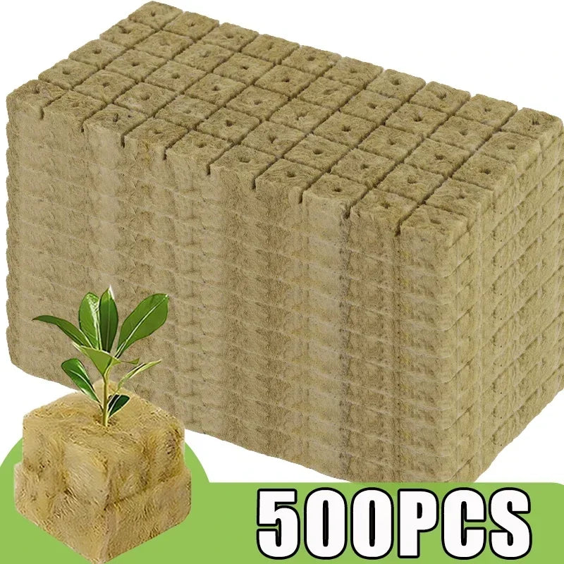 500/50PCS Planting Sponge Rock Wool Starter Plugs Hydroponic Grow Media Cubes Home Greenhouse Garden Accessories Seedling Block
