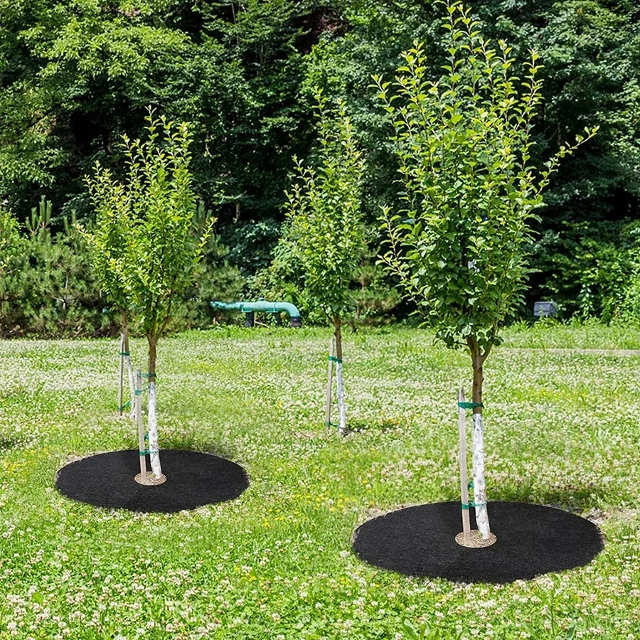Non-Woven Tree Mulch Ring Weeding Barrier, Protector Mat, Plant Cover, Anti Grass, Gardening Fabric Weed Control, 15cm-82cm