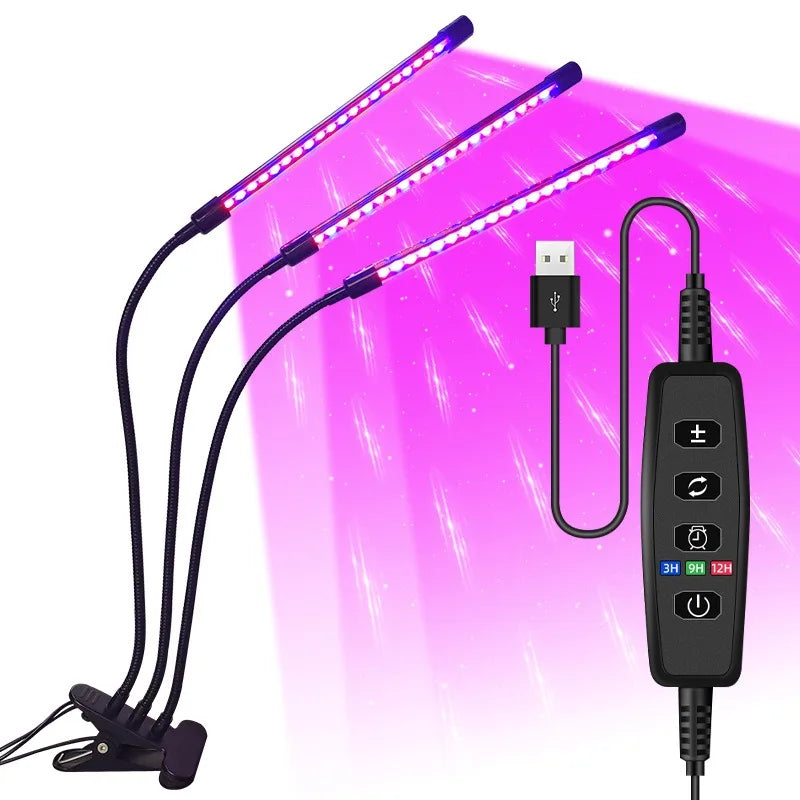 USB LED Plant Grow Light Indoor Garden 10 Dimmable Levels Grow Light Full Spectrum Timer Setting Hydroponic Greenhouse 3H/9H/12H