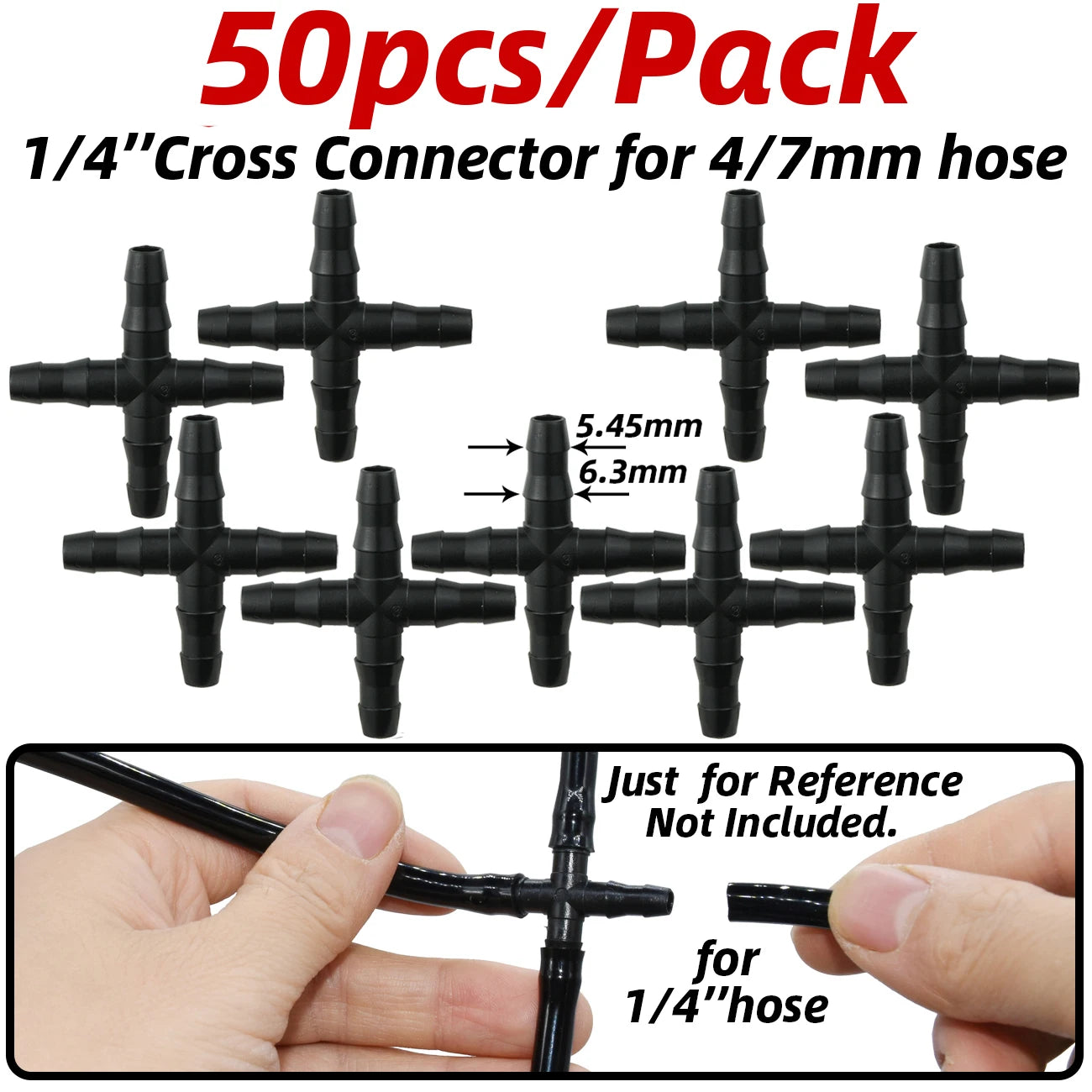 50pcs Barbed Connectors Irrigation Fittings Drip Irrigation Barbed Connectors 4/7mm Tubing Fittings for Flower Pot Garden Lawn 5