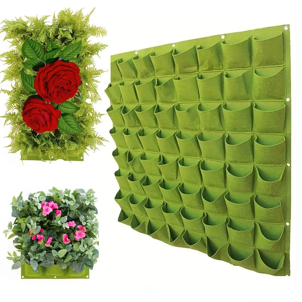 Wall Mounted Planting Bag Multiple Pockets Felt Garden Bags for Home Outdoor Wall Vertical Greening Decorations Gardens Supplies