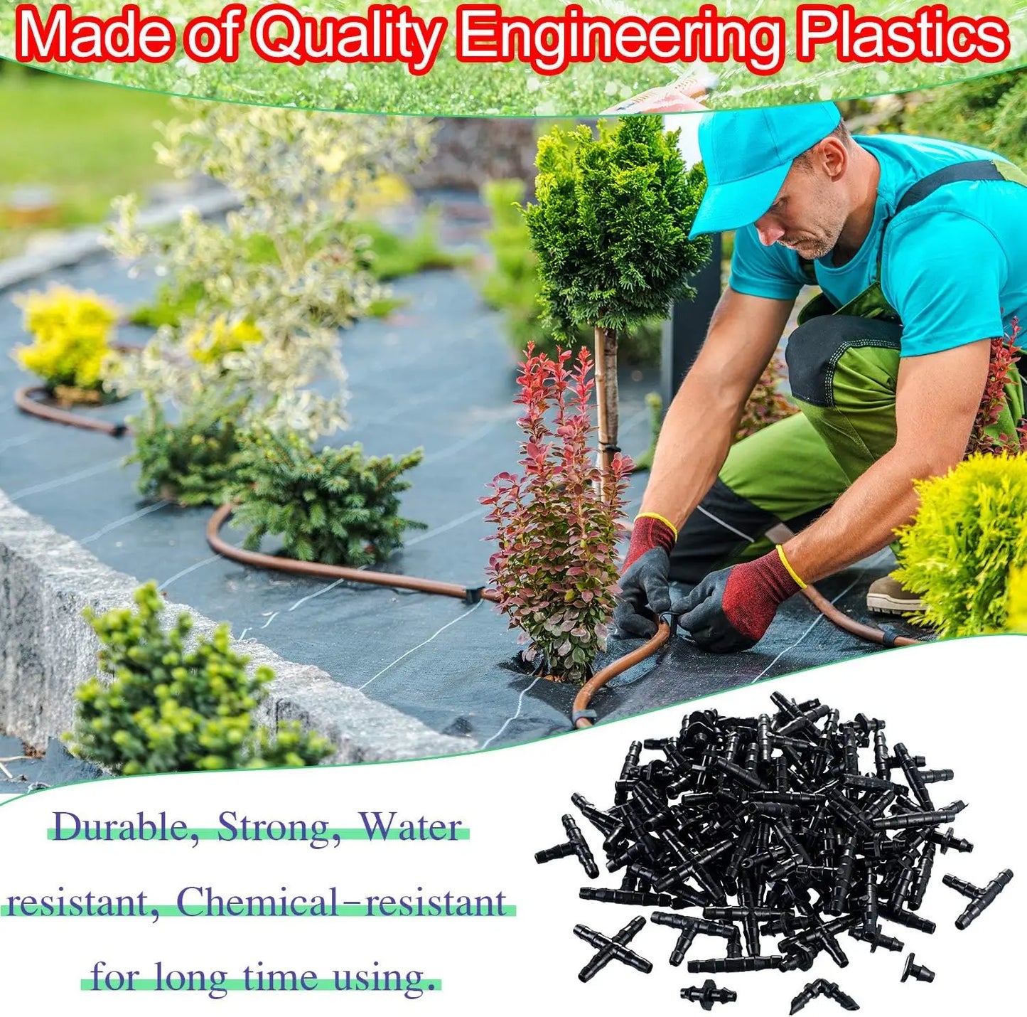 50pcs Barbed Connectors Irrigation Fittings Drip Irrigation Barbed Connectors 4/7mm Tubing Fittings for Flower Pot Garden Lawn 5