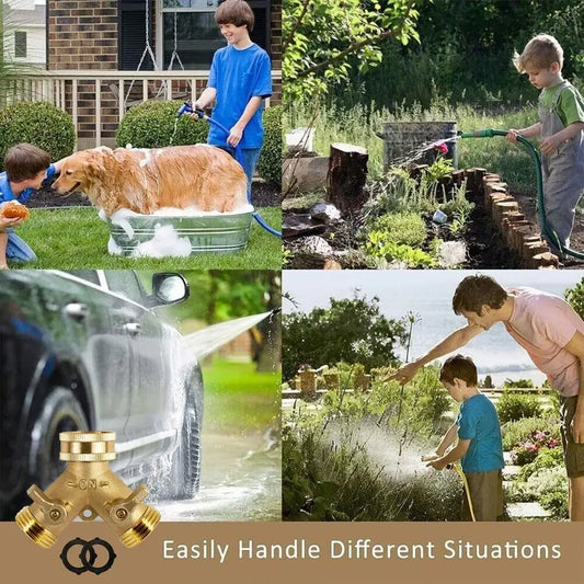 Séparateur de tuyau d'arrosage à 2 voies en laiton, connecteur d'arrosage de Type Y de 3/4 pouces robinet de jardin pour robinet