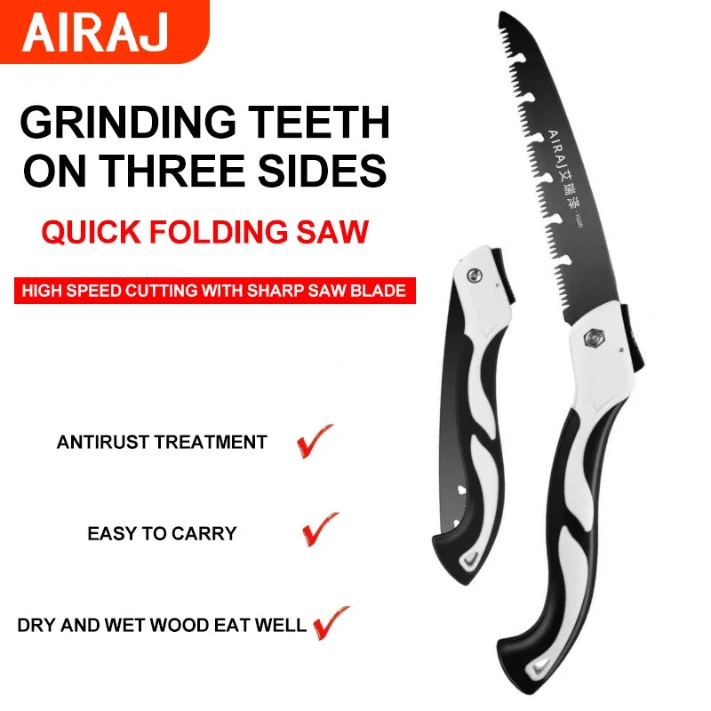 AIRAJ 9.4 inch Folding Saw,Pruning Saws with SK5 Steel Teeth, Handsaws for Camping, Gardening, Carpentry Camping Saw Portable.
