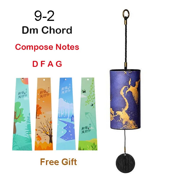 HLURU Bamboo Wind Chimes 9 Notes 4 Chord C G Am Dm Chord Zen Meditation Windbell Home Garden Patio Balcony Hanging Ornaments