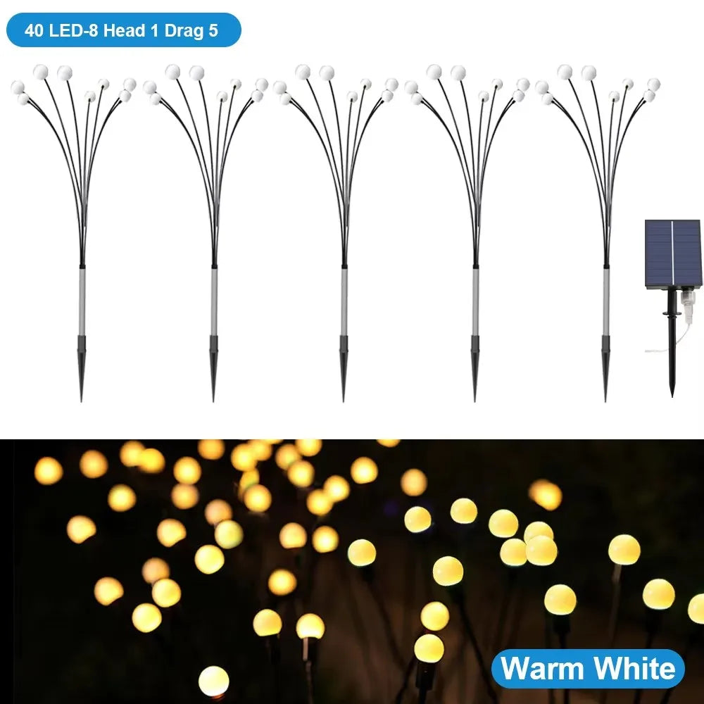 10 LED Solar Garden Lights Powered Firefly Lights Outdoor Waterproof Vibrant Garden Lights for Patio Pathway Decoration,Warm
