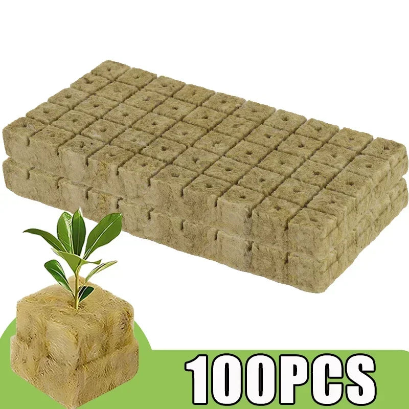 500/50PCS Planting Sponge Rock Wool Starter Plugs Hydroponic Grow Media Cubes Home Greenhouse Garden Accessories Seedling Block