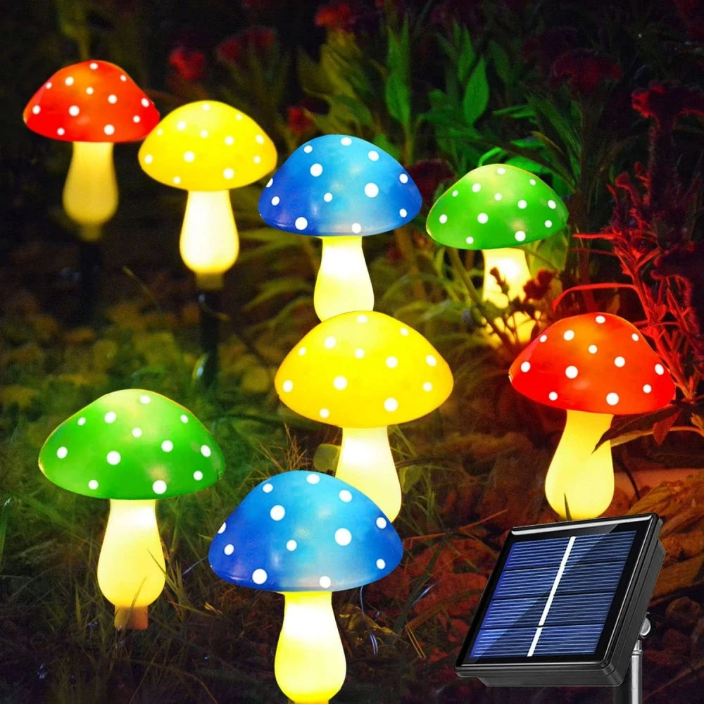 Solar Mushroom Light Garden Outdoor Decor 8 Heads Waterproof Mushroom Lamp Pathway Landscape Yard Easter Halloween Xmas Sunlight