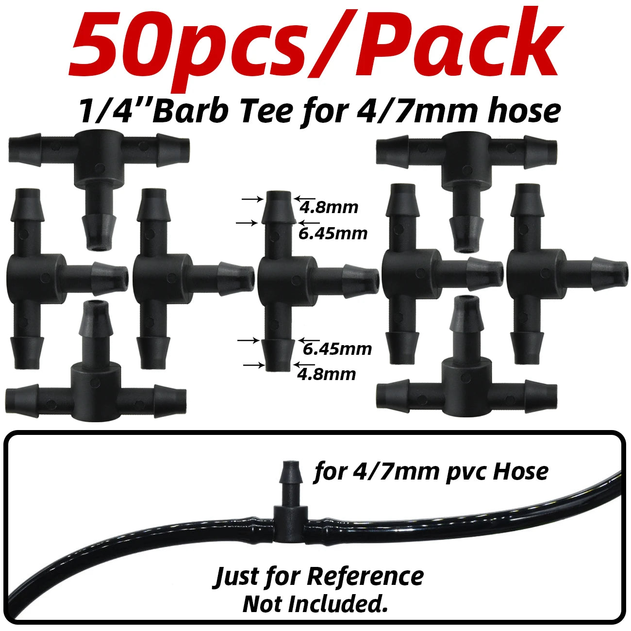 50pcs Barbed Connectors Irrigation Fittings Drip Irrigation Barbed Connectors 4/7mm Tubing Fittings for Flower Pot Garden Lawn 5