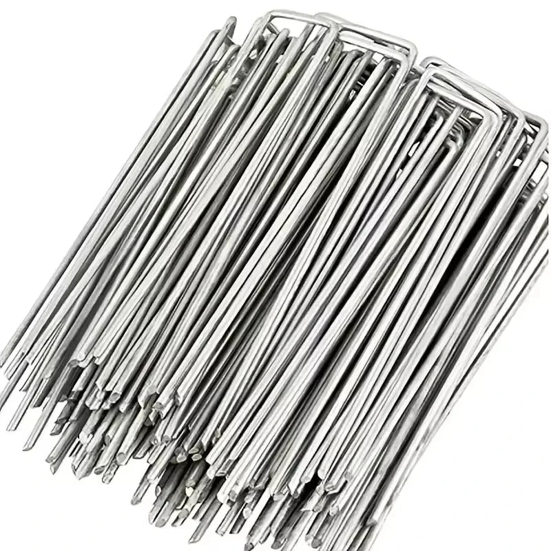 100pcs Landscape Staples, U-Shaped Garden Pins Garden Stakes Staples, Heavy Duty Yard Lawn Tent Stakes Securing Pegs For Weed Ba