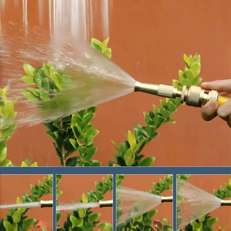 Spray Nozzle Water Gun Brass High Pressure Direct Spray Sprinkler Quick Connector Home Garden Hose Adjustable Gun
