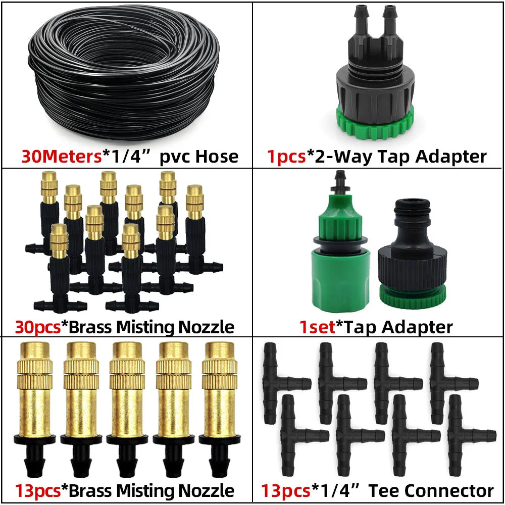 KESLA Greenhouse 5-30M Outdoor 1/4 Brass Atomizer Misting Cooling System Garden Irrigation Watering Nozzles 4/7mm Hose for Patio