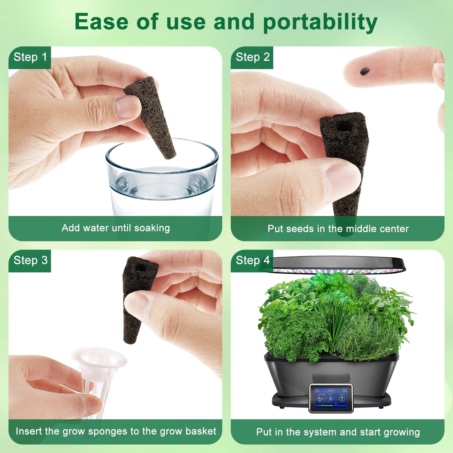 50/100Pcs Seed Grow Sponges Replacement Root Hydroponics Indoor Garden System Sponges Water Absorbent Grow Pod Kit