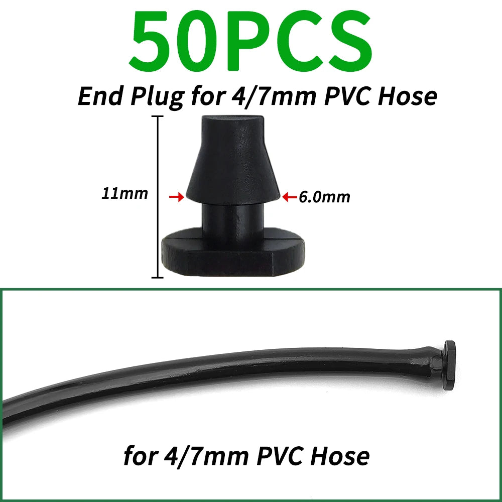 50pcs Barbed Connectors Irrigation Fittings Drip Irrigation Barbed Connectors 4/7mm Tubing Fittings for Flower Pot Garden Lawn 5