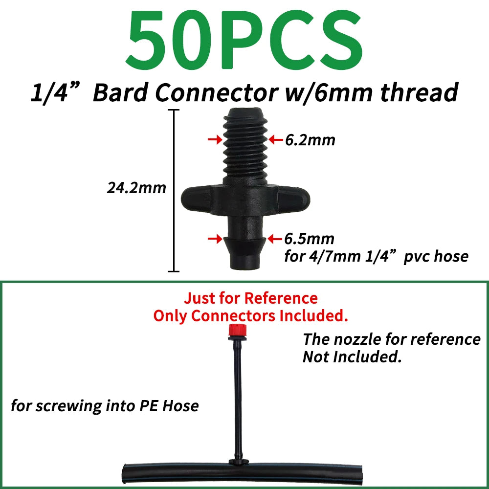 50pcs Barbed Connectors Irrigation Fittings Drip Irrigation Barbed Connectors 4/7mm Tubing Fittings for Flower Pot Garden Lawn 5