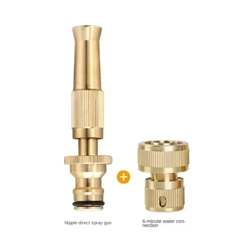 Spray Nozzle Water Gun Brass High Pressure Direct Spray Sprinkler Quick Connector Home Garden Hose Adjustable Gun