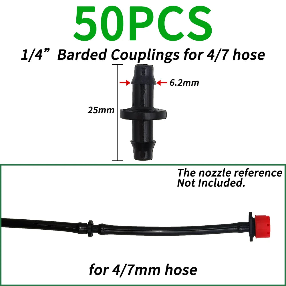 50pcs Barbed Connectors Irrigation Fittings Drip Irrigation Barbed Connectors 4/7mm Tubing Fittings for Flower Pot Garden Lawn 5