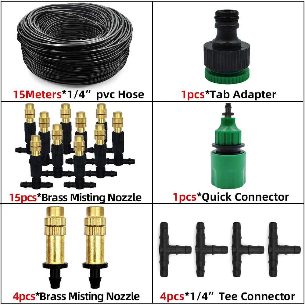 KESLA Greenhouse 5-30M Outdoor 1/4 Brass Atomizer Misting Cooling System Garden Irrigation Watering Nozzles 4/7mm Hose for Patio