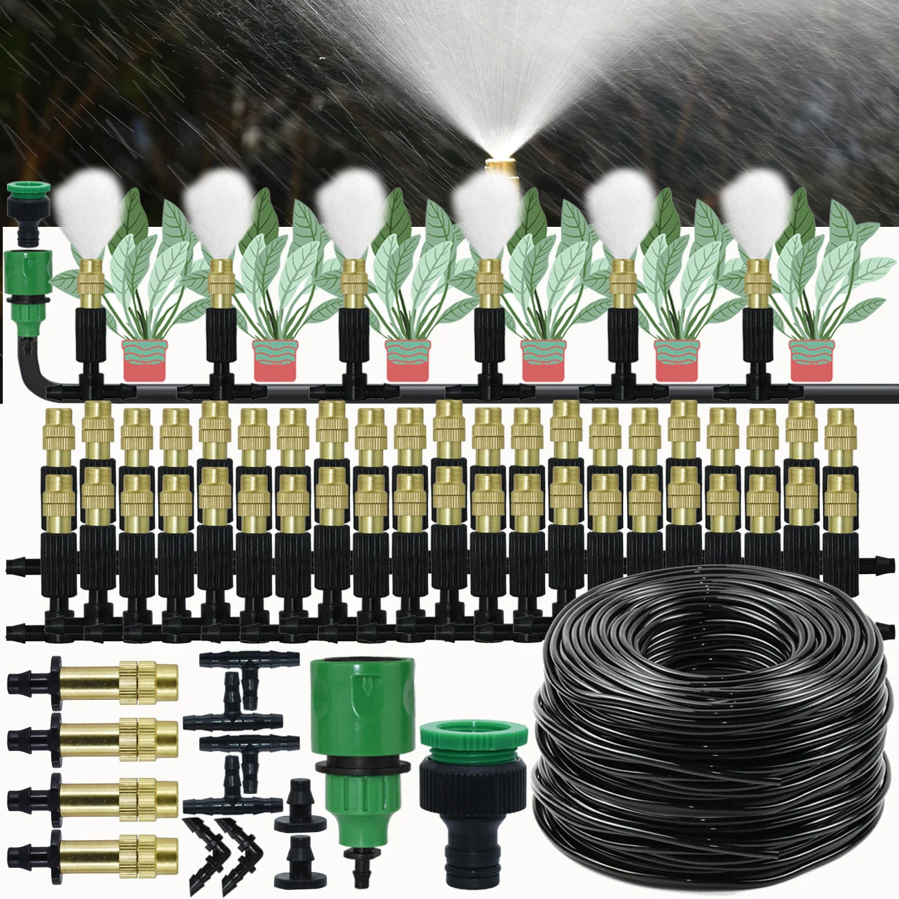 KESLA Greenhouse 5-30M Outdoor 1/4 Brass Atomizer Misting Cooling System Garden Irrigation Watering Nozzles 4/7mm Hose for Patio