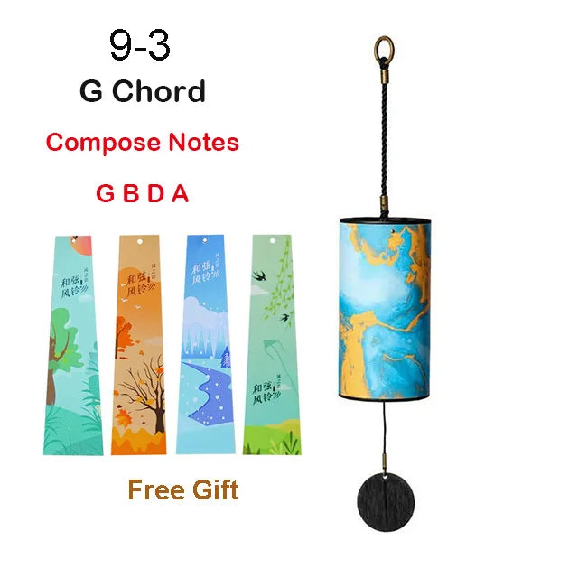 HLURU Bamboo Wind Chimes 9 Notes 4 Chord C G Am Dm Chord Zen Meditation Windbell Home Garden Patio Balcony Hanging Ornaments