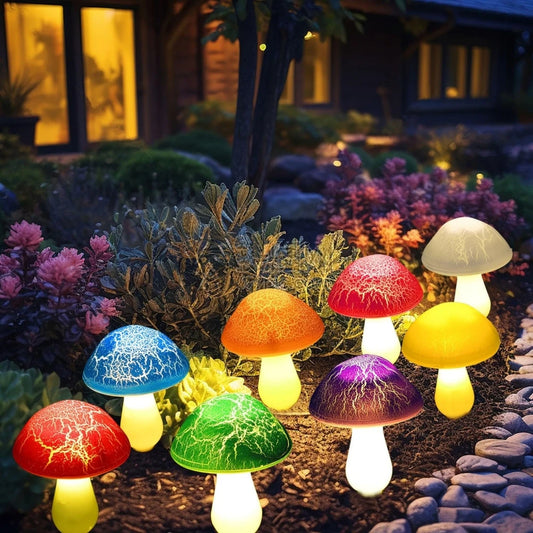 Solar Mushroom Light Garden Outdoor Decor 8 Heads Waterproof Mushroom Lamp Pathway Landscape Yard Easter Halloween Xmas Sunlight