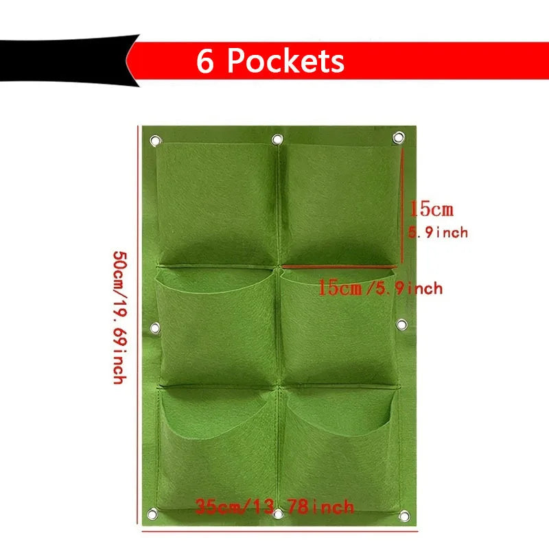 Wall Mounted Planting Bag Multiple Pockets Felt Garden Bags for Home Outdoor Wall Vertical Greening Decorations Gardens Supplies