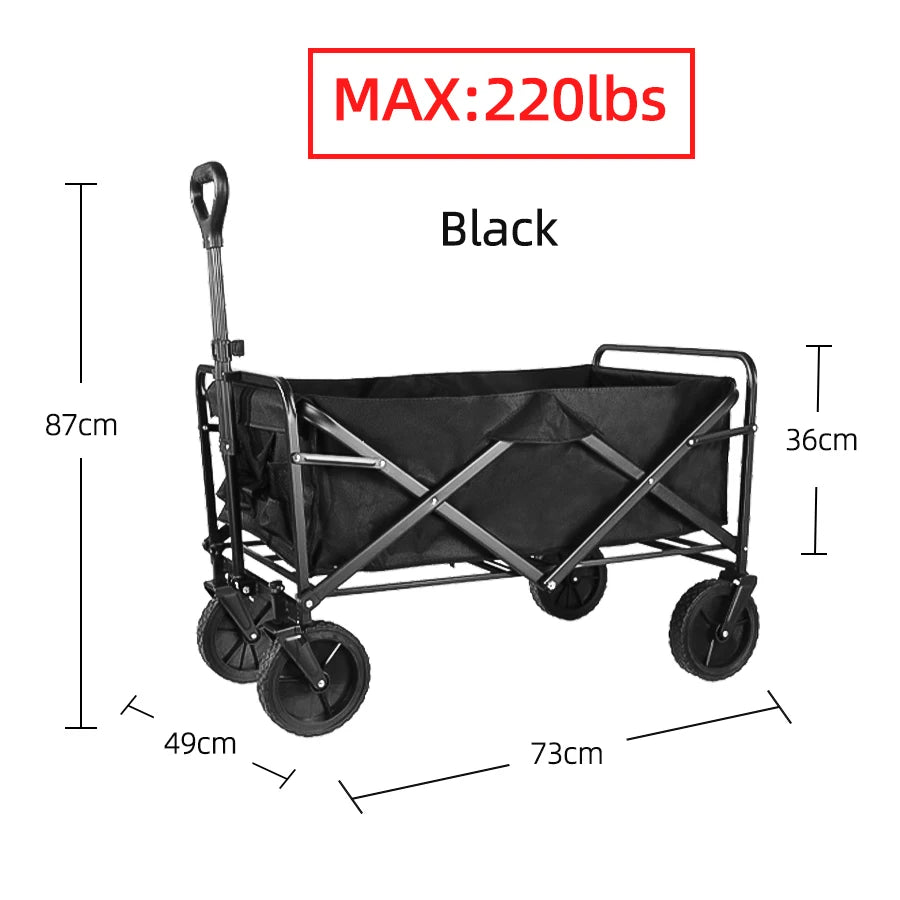 Shopping Beach Garden Pull Trolley Heavy Duty Large Capacity Folding Wagon Collapsible Folding Outdoor Portable Utility Cart