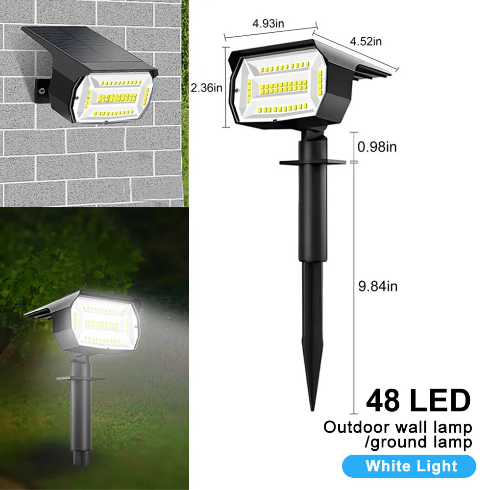 72 LED Solar Spotlights Outdoor Landscape Waterproof 108/136 LEDS Solar Powered Wall Light Auto On/Off for Yard Garden Pathway