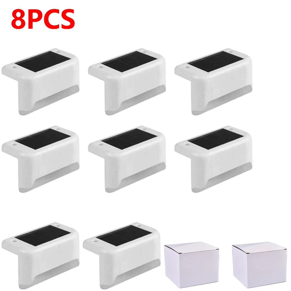 Warm White LED Solar Step Lamp Path Stair Outdoor Garden Lights Waterproof Balcony Light Decoration for Patio Stair Fence Light