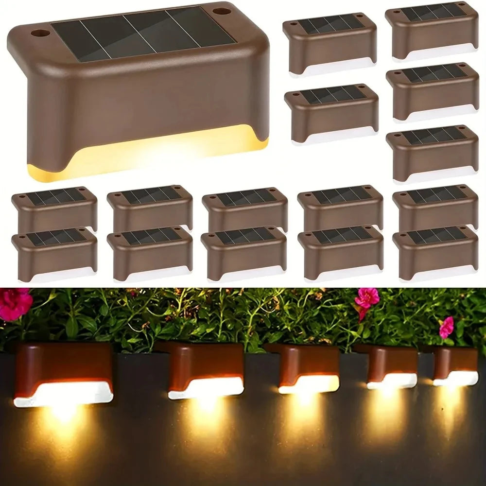 Warm White LED Solar Step Lamp Path Stair Outdoor Garden Lights Waterproof Balcony Light Decoration for Patio Stair Fence Light