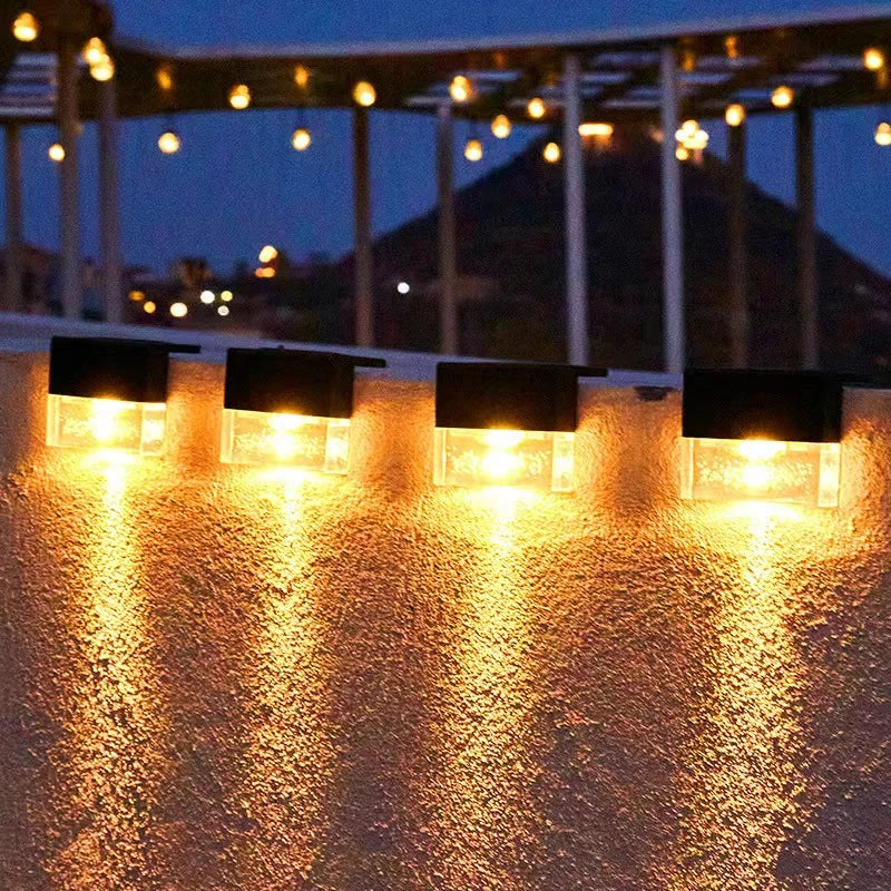 Warm White LED Solar Step Lamp Path Stair Outdoor Garden Lights Waterproof Balcony Light Decoration for Patio Stair Fence Light