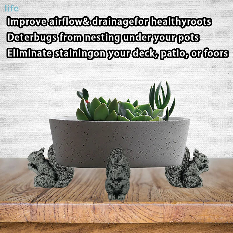 Flower Pot Feet Animal Figures Plant Pot Feet For Outdoor Support 3 Pack Animal Statues Plant Stand Resin Pot Feet