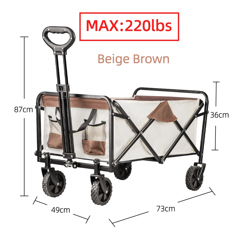 Shopping Beach Garden Pull Trolley Heavy Duty Large Capacity Folding Wagon Collapsible Folding Outdoor Portable Utility Cart