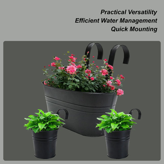 Railing Planter Box Outdoor Balcony Railing Planter Hangable Houseplant Pots Metal Flower Boxes For Outside Fence Backyard