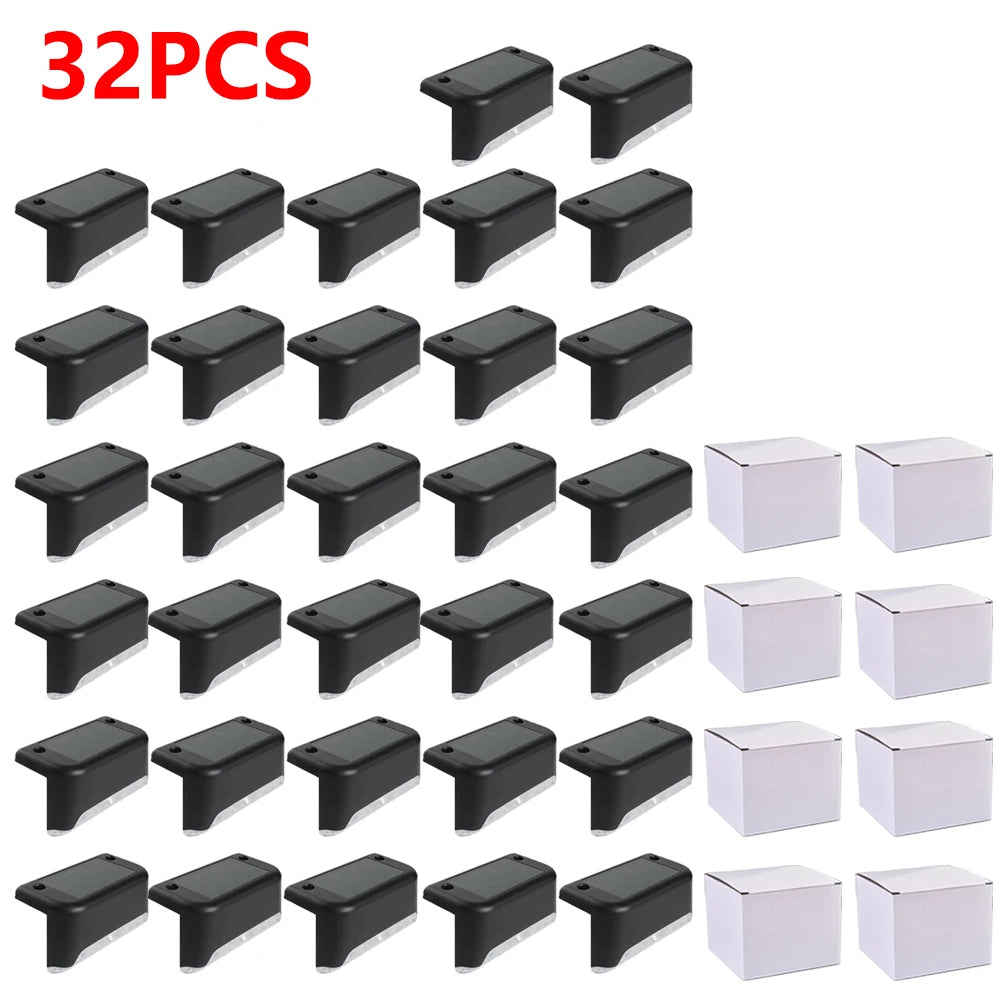 Warm White LED Solar Step Lamp Path Stair Outdoor Garden Lights Waterproof Balcony Light Decoration for Patio Stair Fence Light