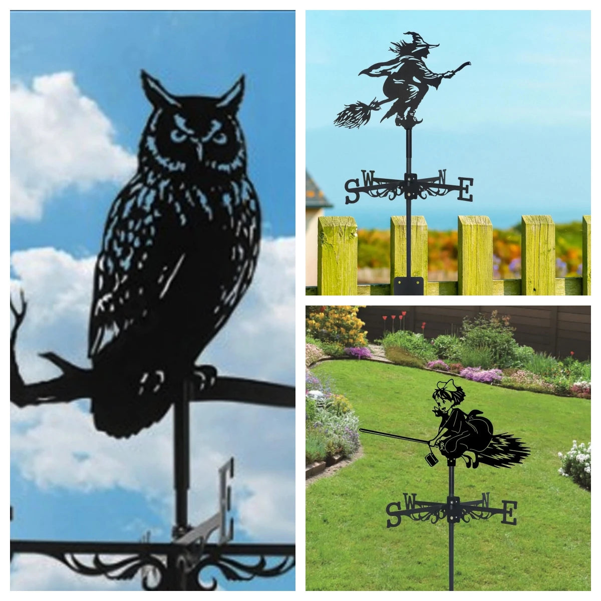 Metal Weathervane Silhouette Art Vane Standing Decor Roof WeatherVane Garden Yard Decoration For Shed Home Fence