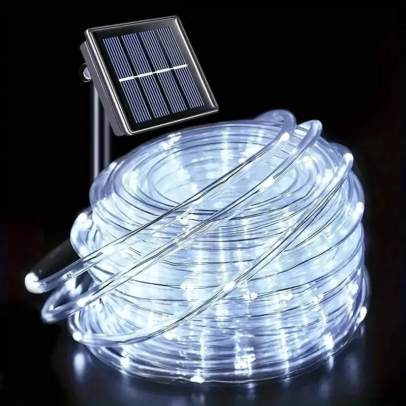 7M/12M Outdoor Solar LED Tube Rope String Light Garden Waterproof Strip Lights For Christmas Decoration Wedding Fence Fairy Lamp