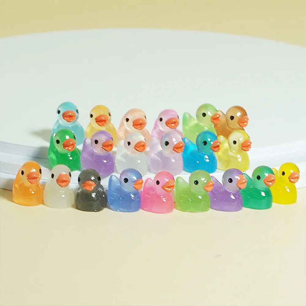 50 Glow-in-the-Dark Mini Ducks Luminous Moss Micro Landscape Fairy Garden Accessories Home Decoretion Night Glowing Figurines