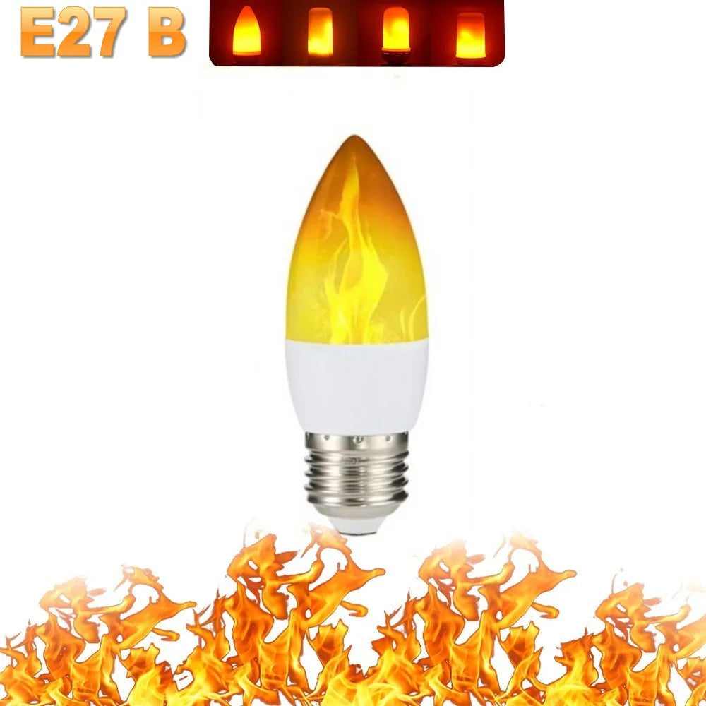 B22/E27 LED Flame Effect Bulb – 4 Modes Flickering Fire Simulation Light for Home, Garden, Party, Bar, Festival & Outdoor Decor