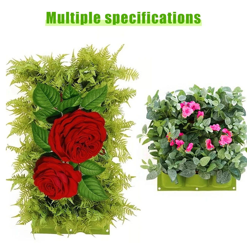 Wall Mounted Planting Bag Multiple Pockets Felt Garden Bags for Home Outdoor Wall Vertical Greening Decorations Gardens Supplies