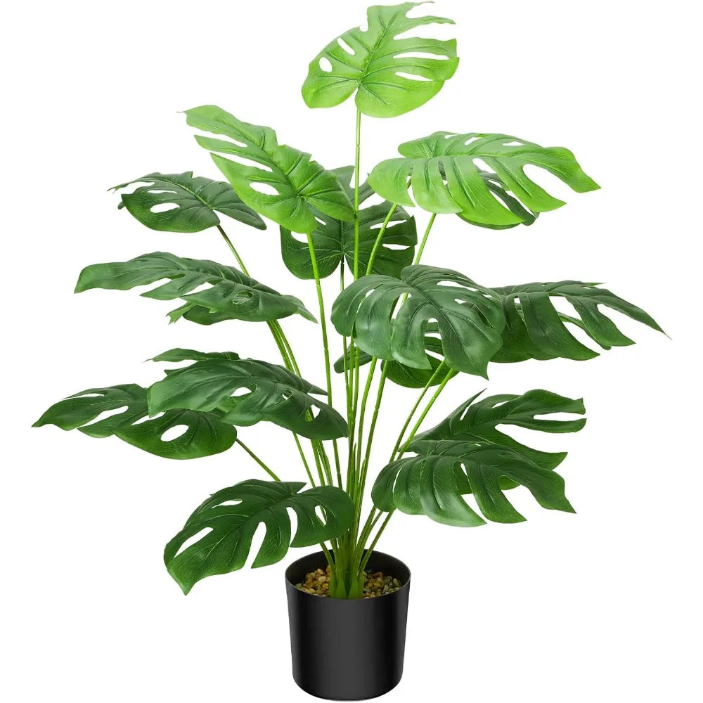Faux Monstera Palm LeavesTropical Artificial Plants for Outdoor Decoration UV-Resistant Plastic Greenery Balcony Garden Styling